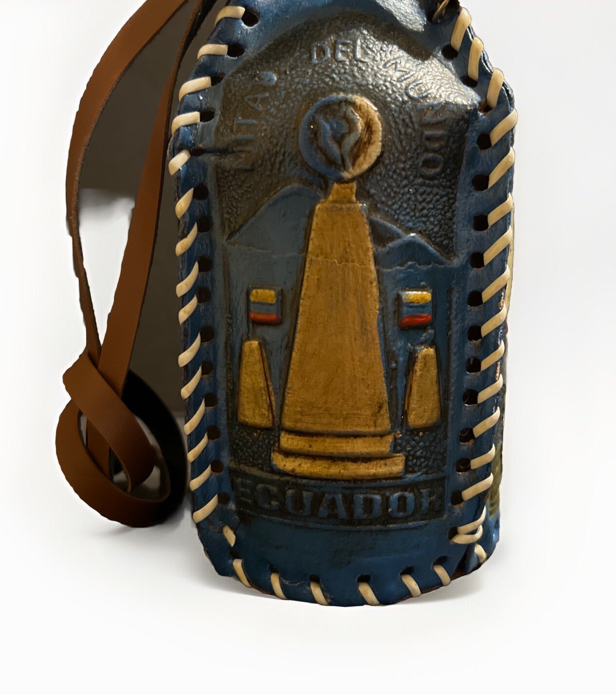 Handmade ECUADOR- Leather Bottle W/ Strap & Shot Glass