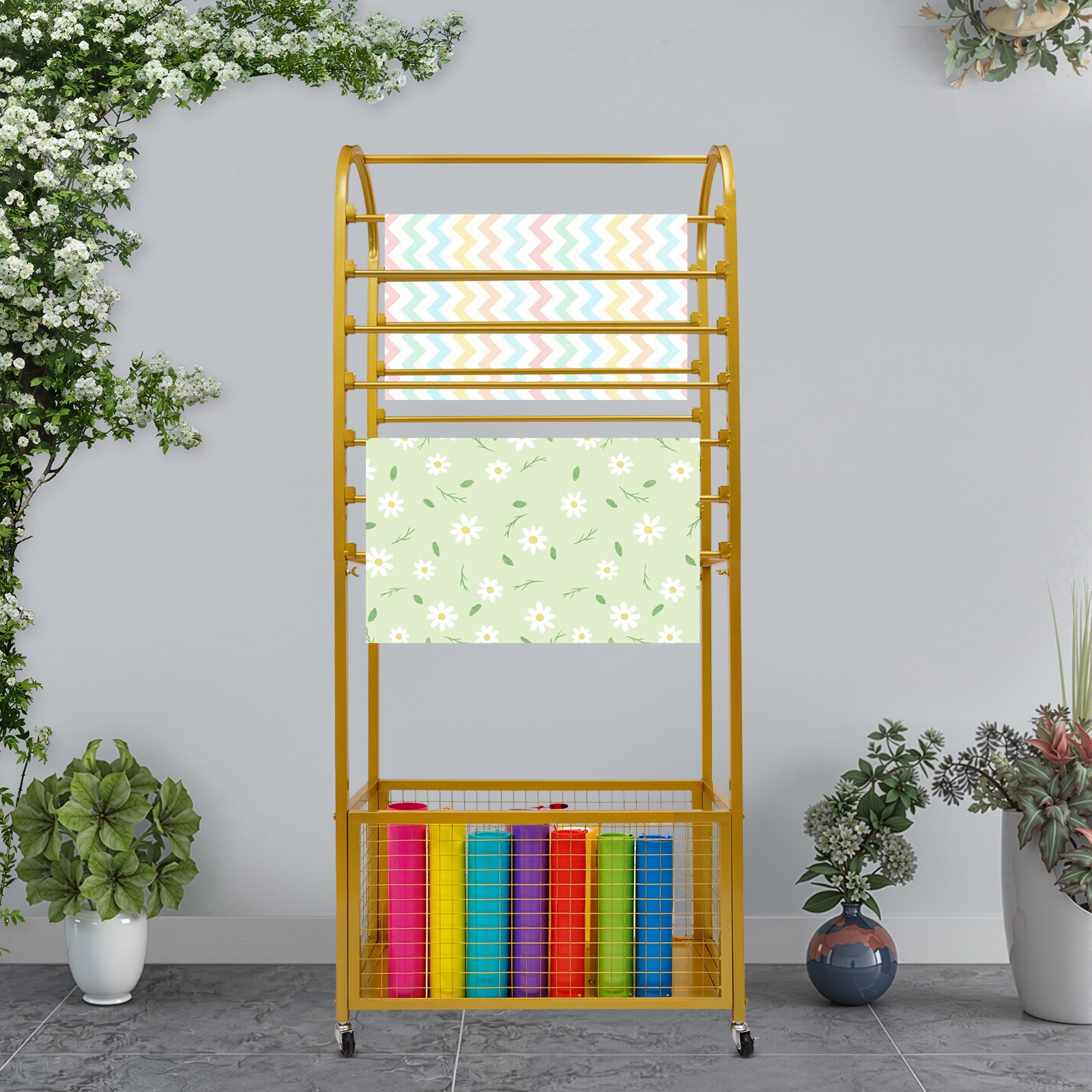 Flower Wrapping Paper Storage Stand Holder Organizer Rack Ribbon Display Stand
