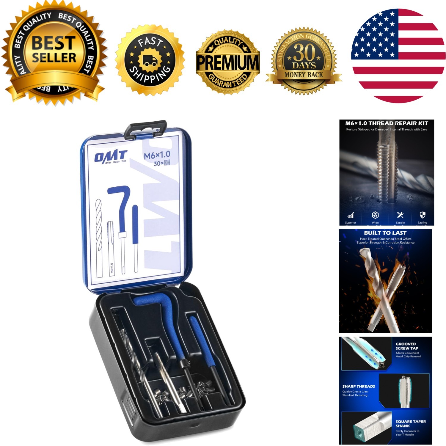 Helicoil Thread Repair Kit, M6x1.0 Thread Repair Tool with HSS Drill Bit & 30...