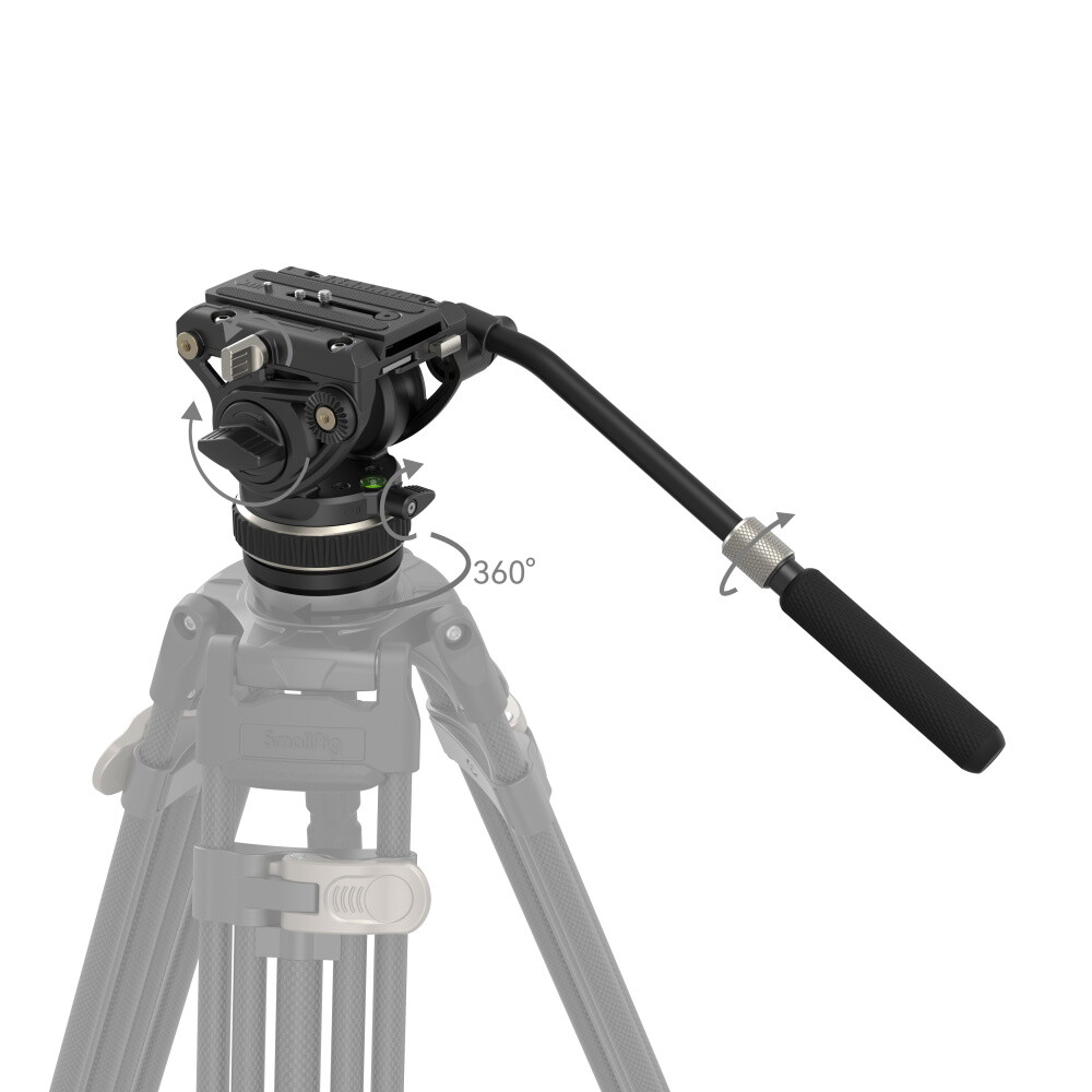 SmallRig DH10 Heavy Duty Tripod Fluid Video Head w/ Flat Base &Adjustable Handle