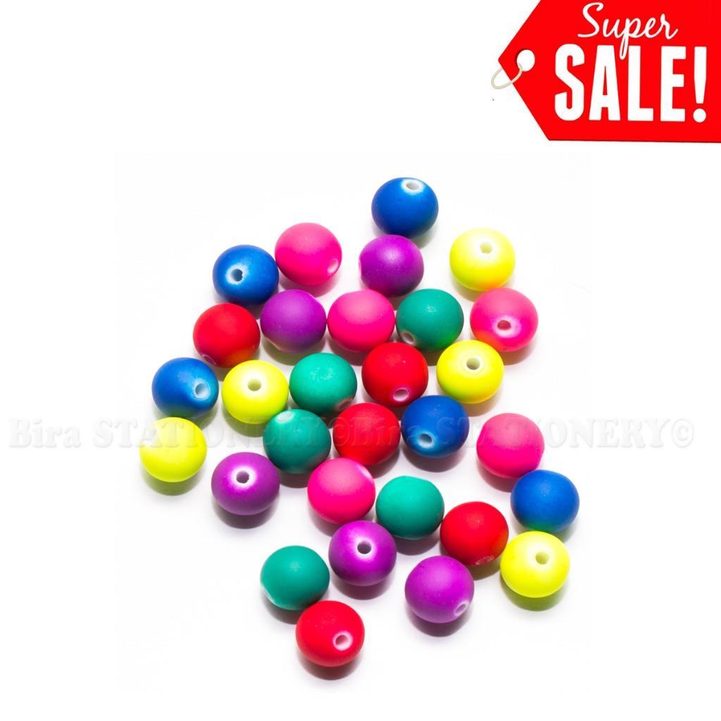90pcs Mix Color Fluorescent Acrylic Round Beads Scrub Charms Beads