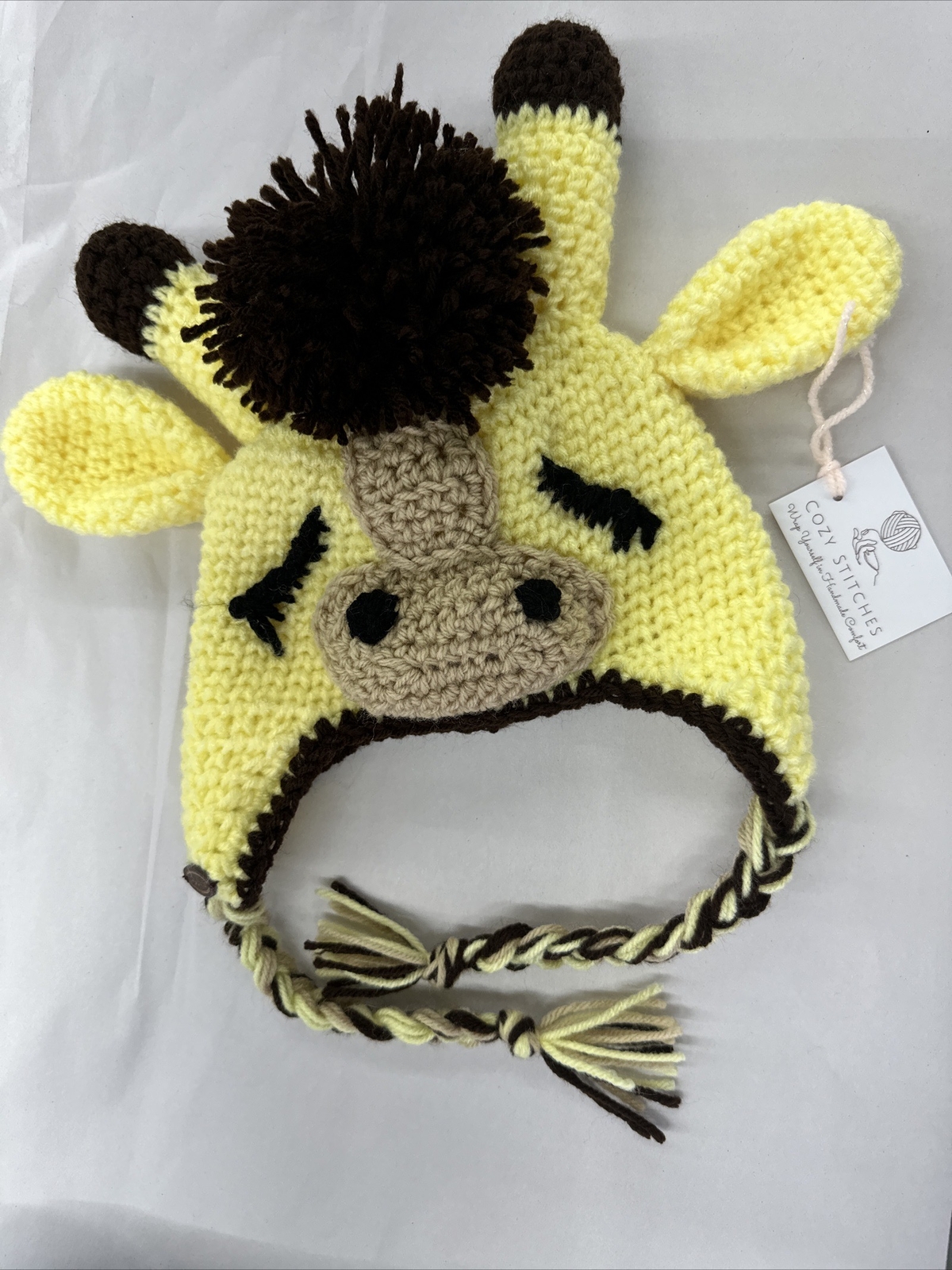 Handmade Giraffe Unisex Crochet Hat Fits Size 1yr-4yr Unique Gift Idea