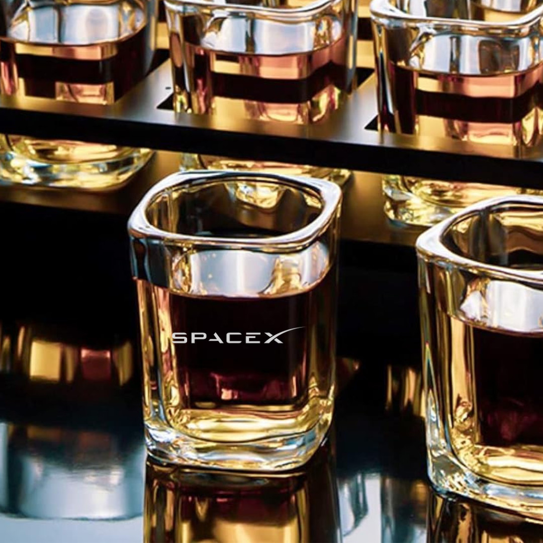 Custom Engraved SpaceX Shot Glass – 2.2 oz Crystal Shot Glass