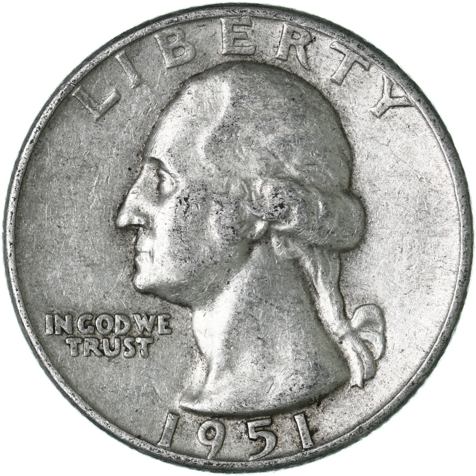 1951 D Washington Quarter 90% Silver Very Fine VF See Pics I336