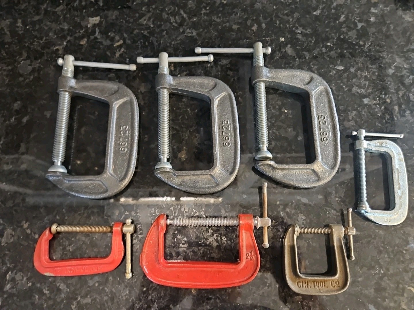 Lot Of 7 Vintage USA C CLAMP Craftsman 3" 66723 Cin Tool NO 558 Japan and others