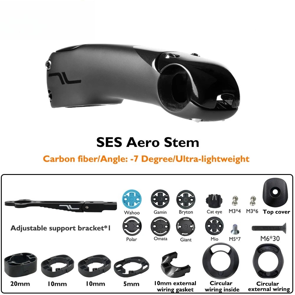 -7 Degree Carbon Fiber Aero Road Stem 31.8mm Clamp 80-130mm Internal Wiring