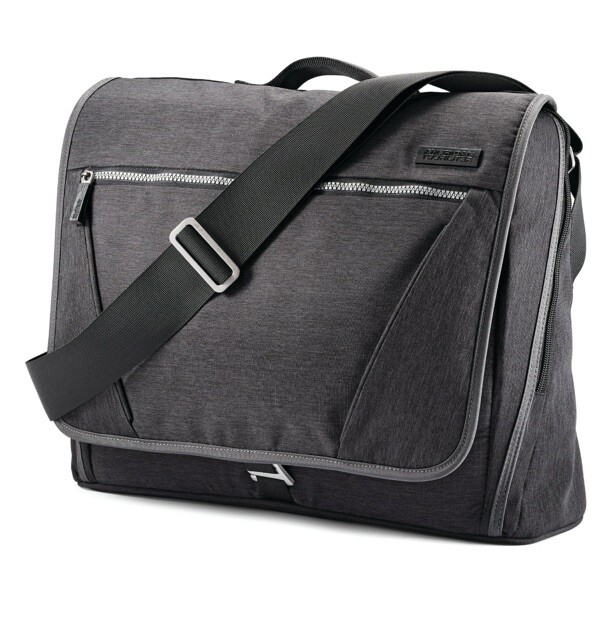 American Tourister Messenger Bag Padded Compartments Lightweight Travel New
