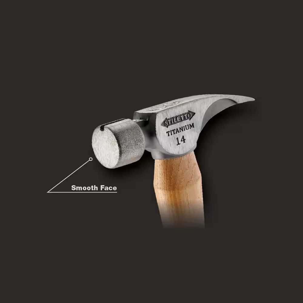 14 Oz. Titanium Smooth Face Hammer with 18 In. Curved Hickory Handle