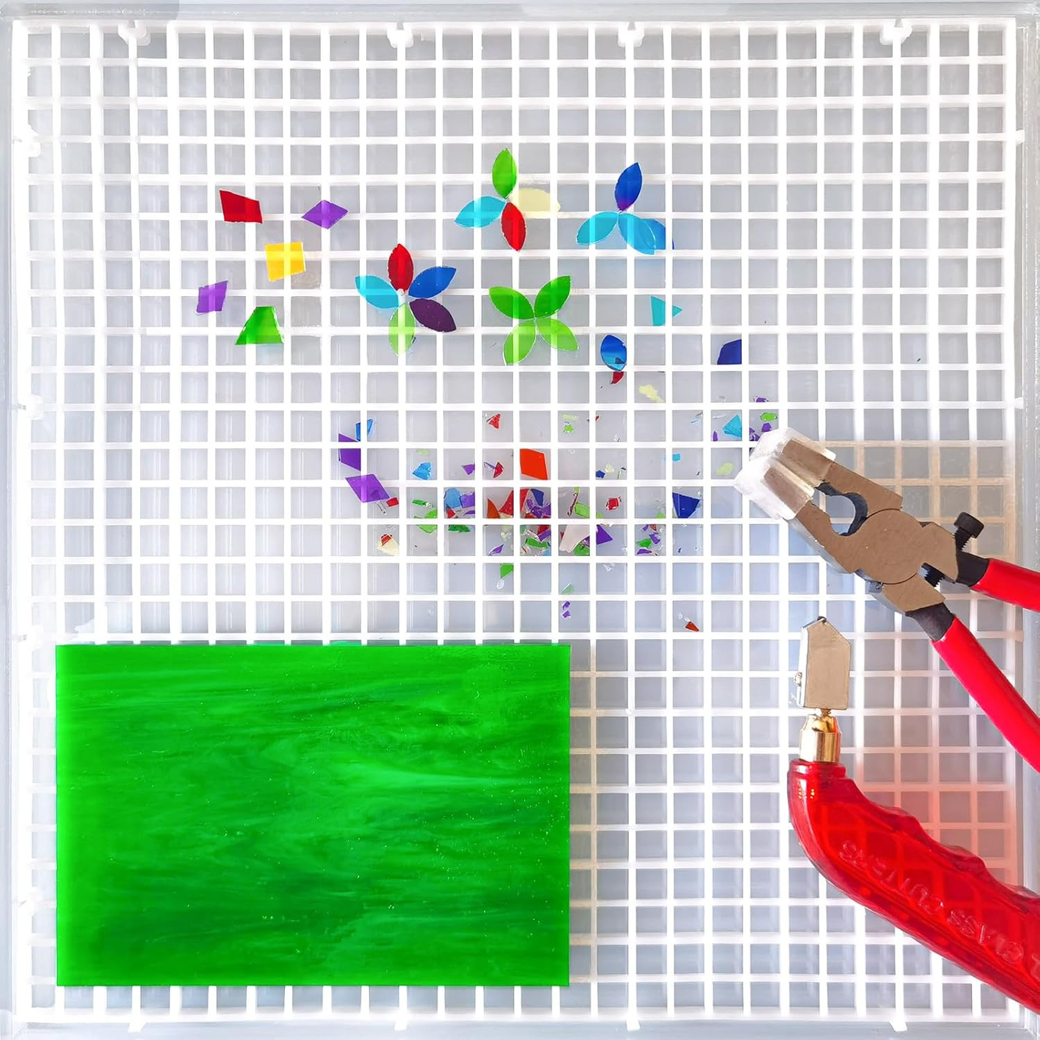 Stained Glass Cutting Mat with Tray 12"X12", Stained Glass Supplies, Suitable fo