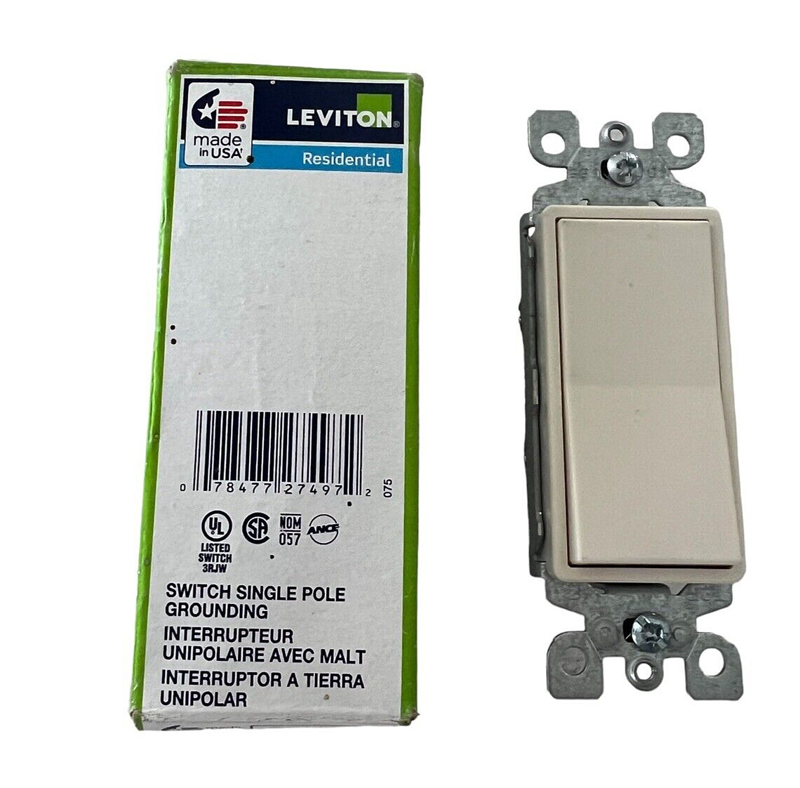 Leviton 5601-2T Light Almond Single Pole Wall Light Switch 15A **Free Shipping**