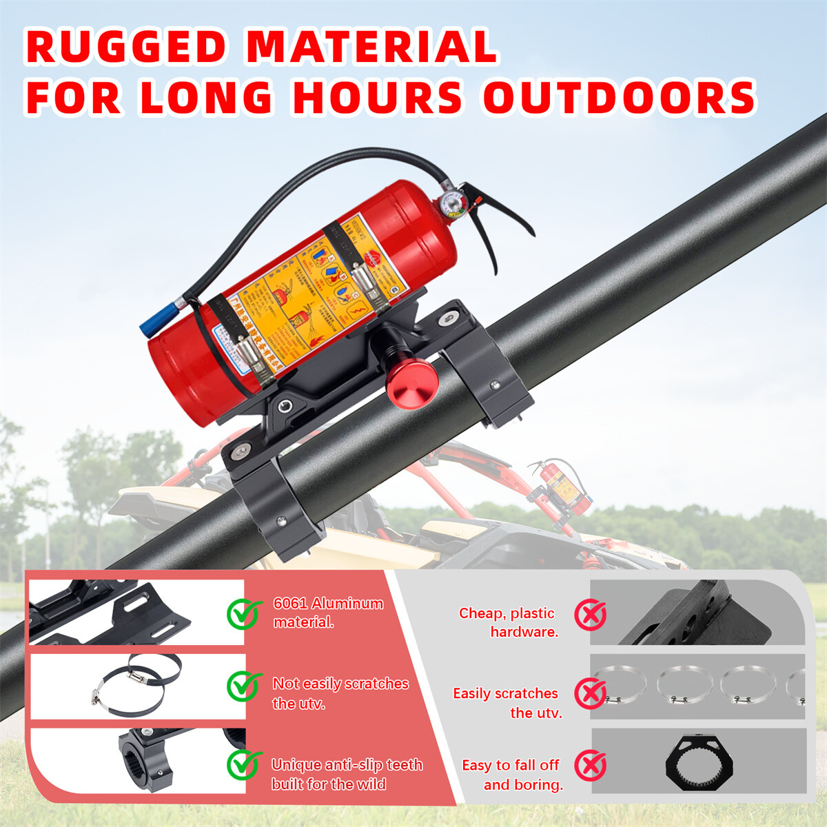 Quick Release UTV Fire Extinguisher Mount Kits Adjustable Roll Bar Extinguisher