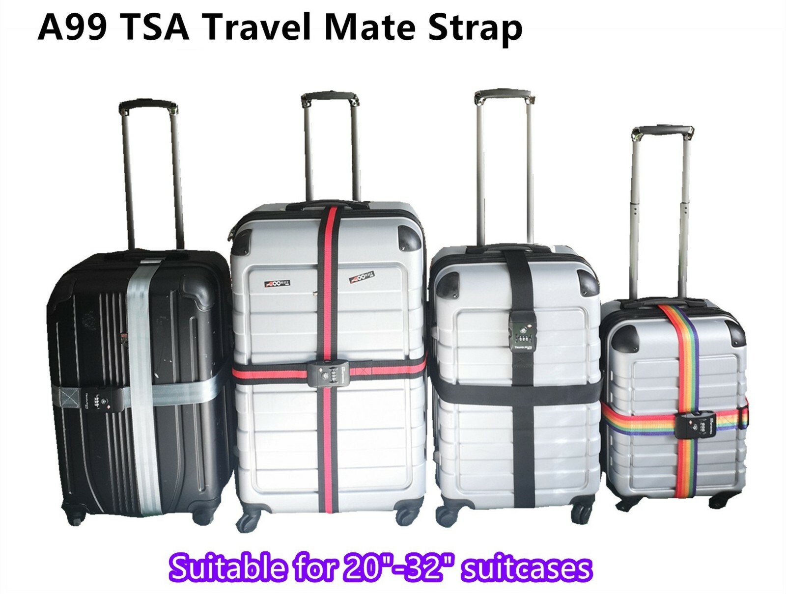 2pcs TSA Travel Mate Luggage Digital Dial Combination Safe Suitcase Lock Strap