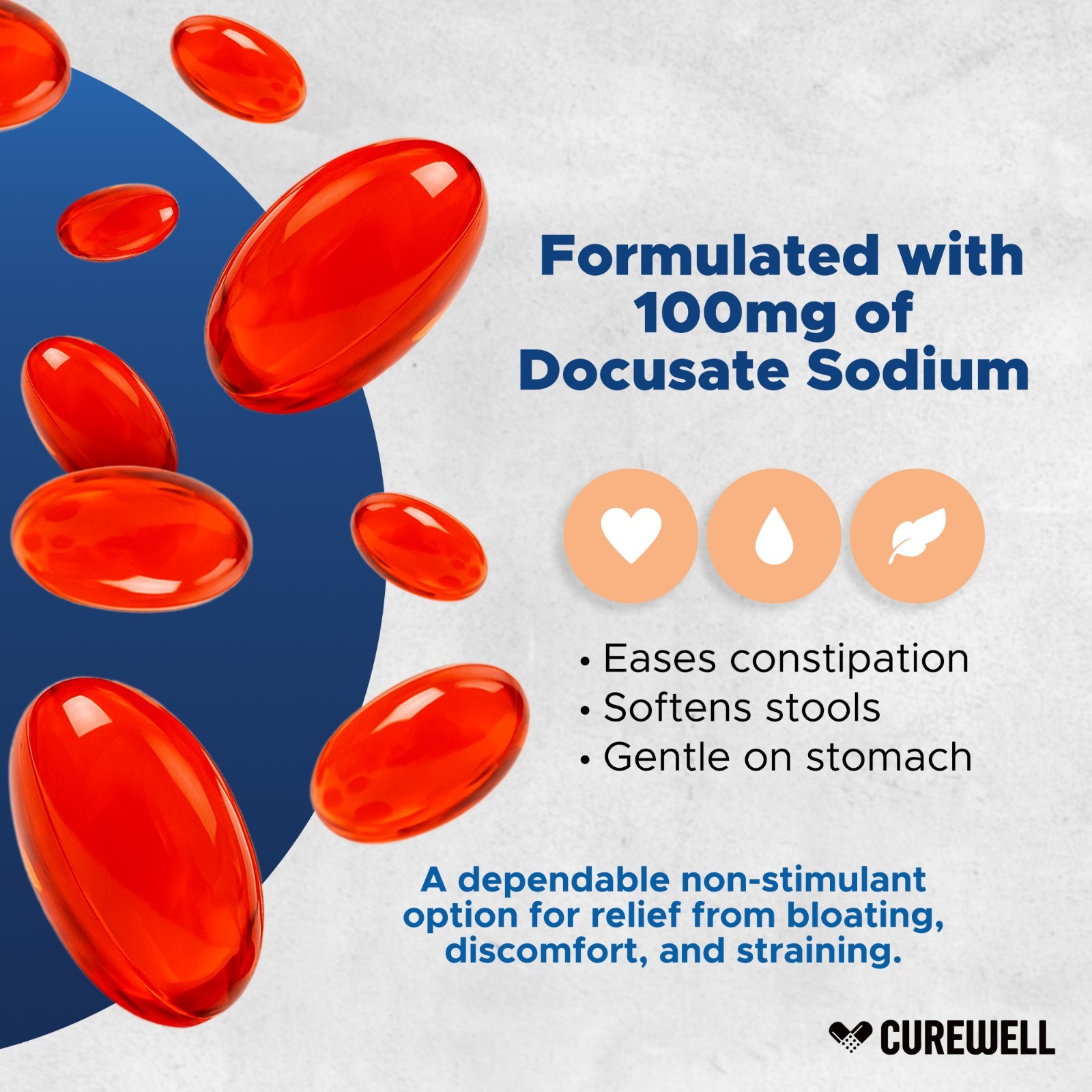 CUREWELL Stool Softener Docusate Sodium 100mg Softgels (1000 Count)