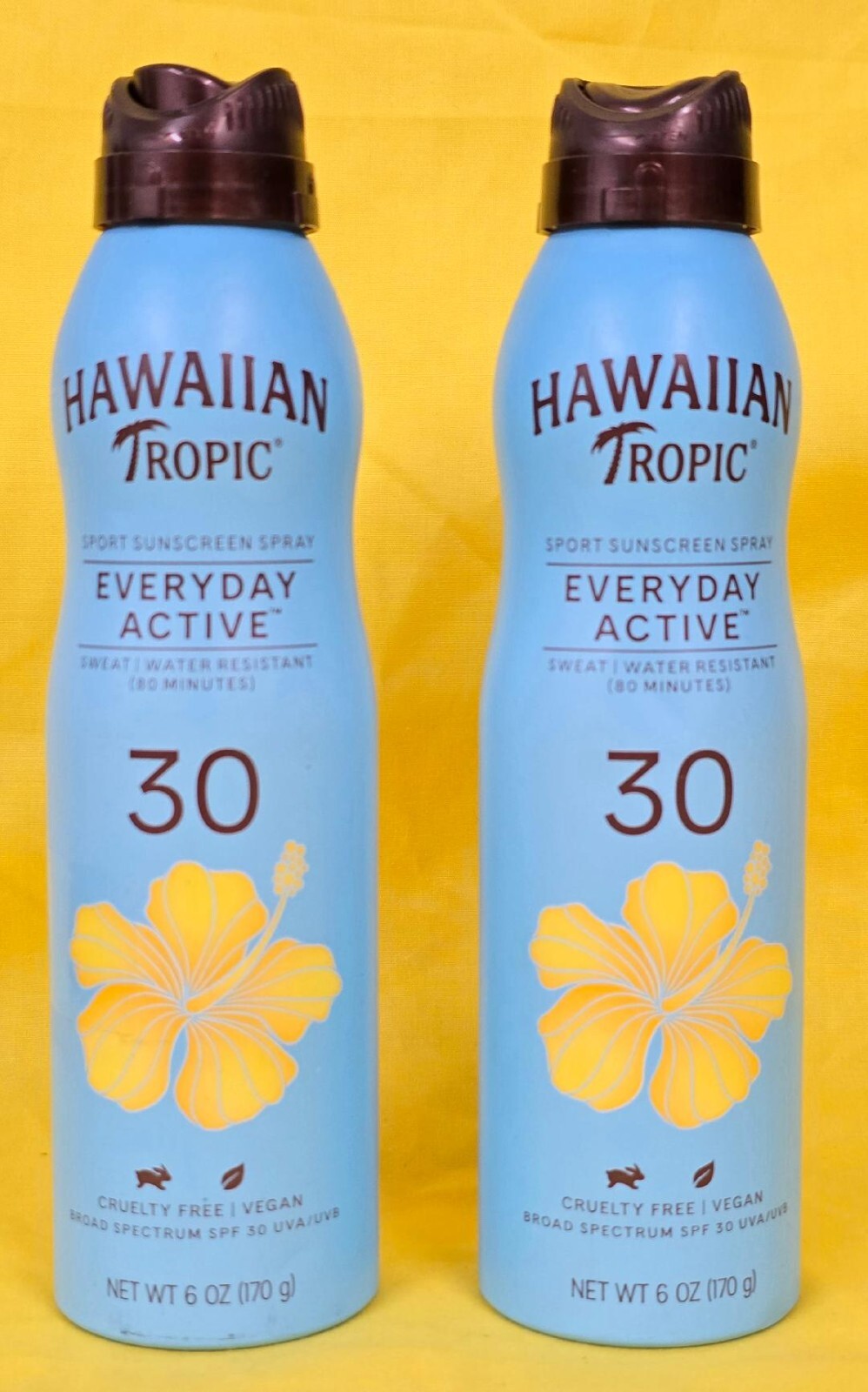 Lot of 2 New Hawaiian Tropic Everyday Active Sport Sunscreen Sprays. ~SPF 30~