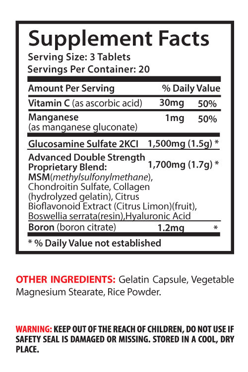 MSM supplement - Glucosamine & MSM 3200mg - chondroitin arthritis 2 Bottles