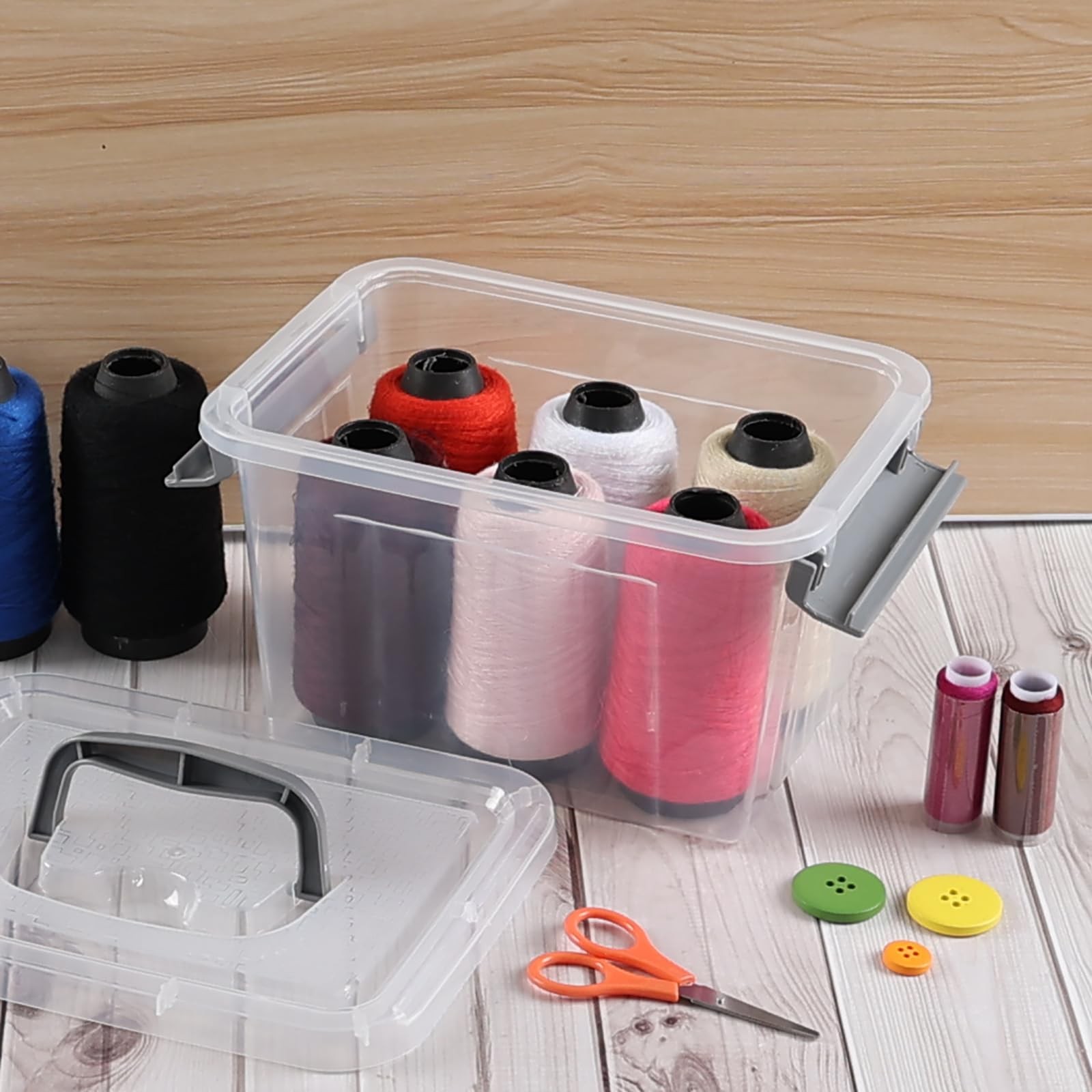3.5 Quart Small Clear Latching Boxes with Handle, 6 Packs