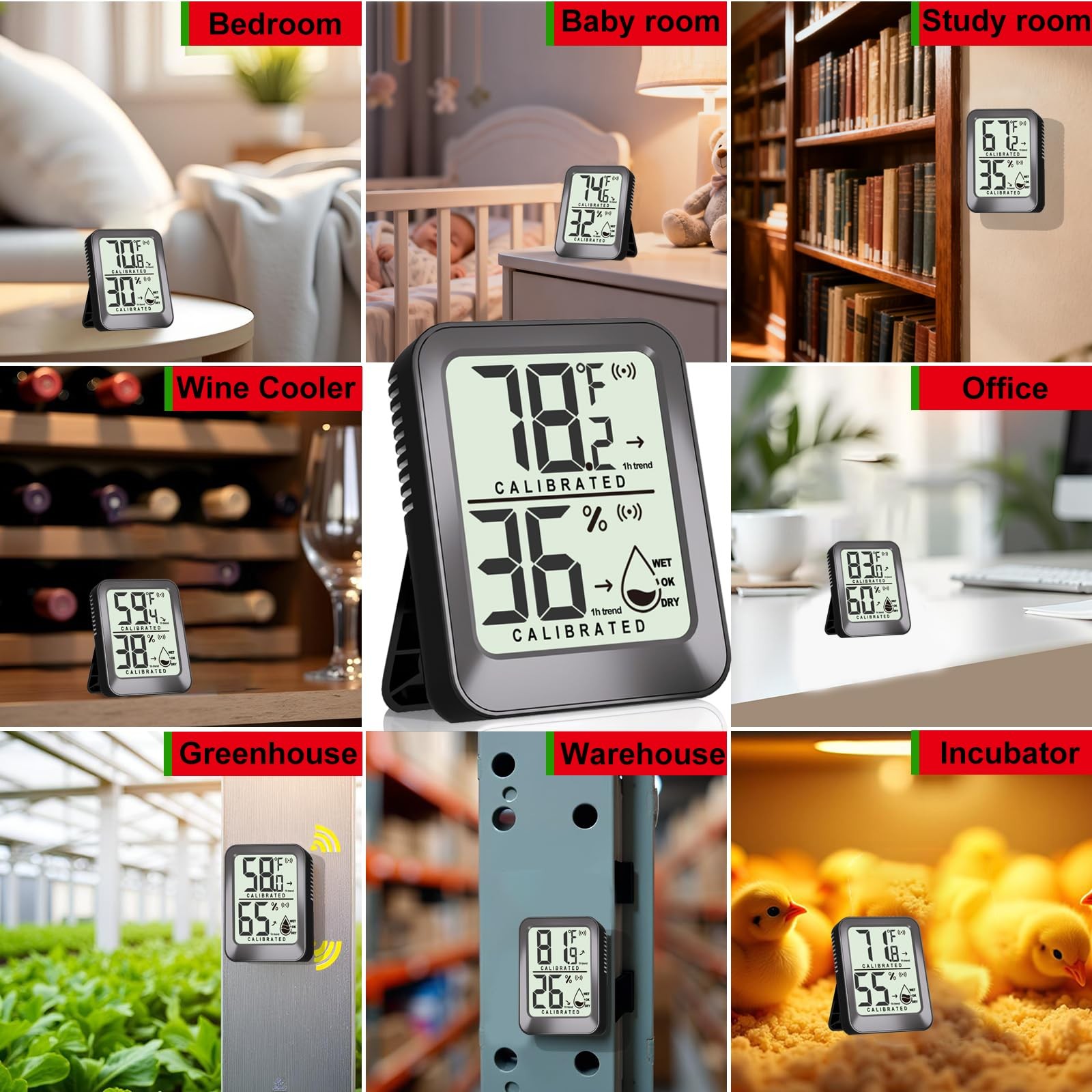 AyayaBoss 3 Pack Room Thermometer Indoor Hygrometer for Home, Digital Sensor ...