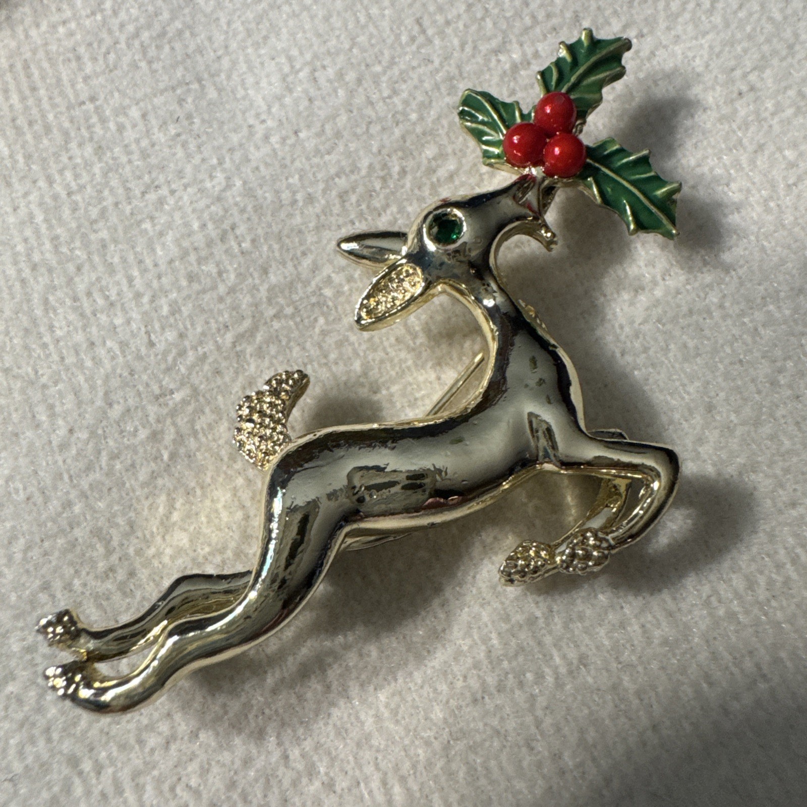 Gerry’s Leaping Reindeer Brooch Pin Christmas Jewelry Vintage