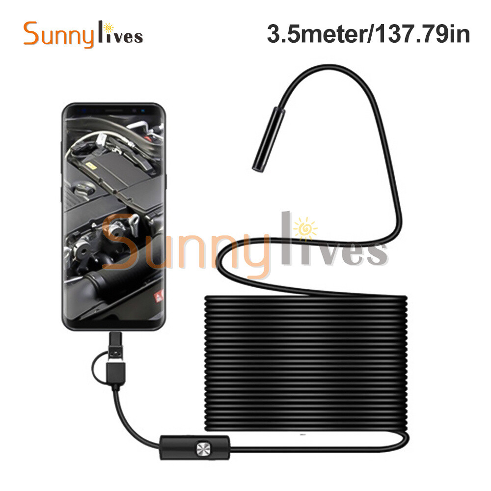 5.5mm HD Endoscope Borescope Inspection Camera w/ 6LED for USB Type C Android PC
