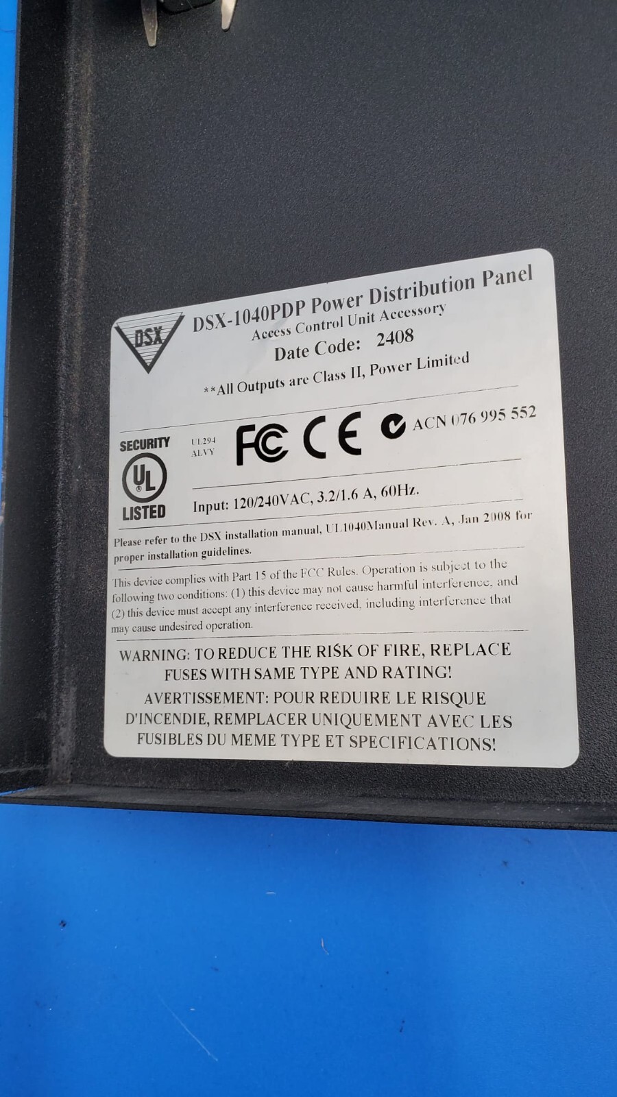 DSX DSX-1040PDP DOOR CONTROLLER POWER SUPPLY PANEL 1040 SERIES