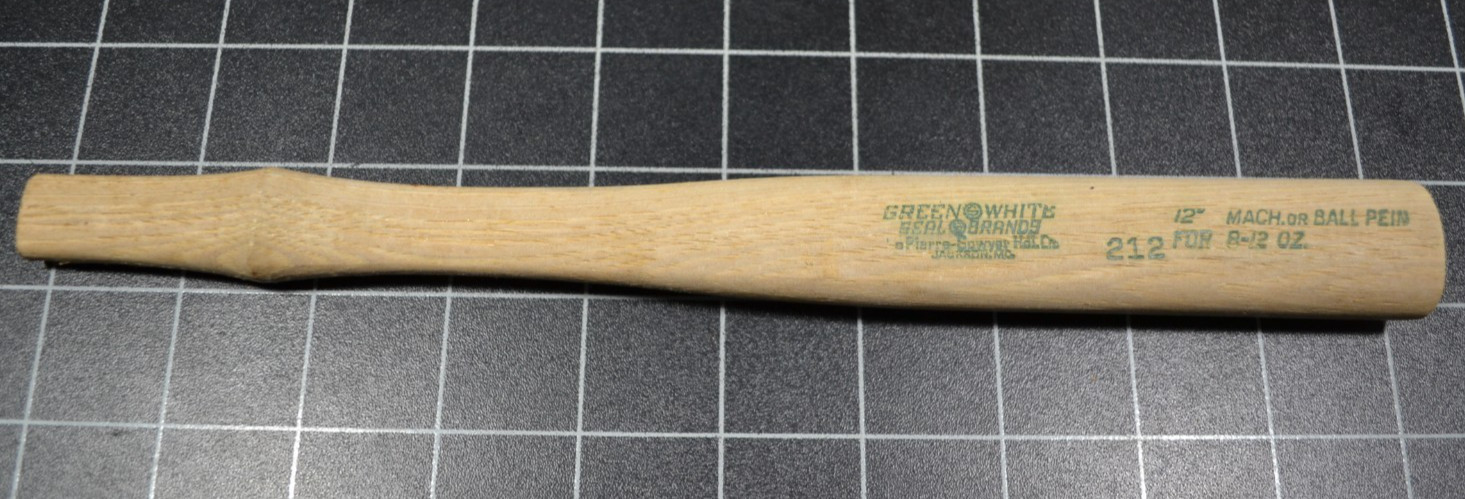GREEN WHITE - SEAL BRAND - 12" MACHINIST / BALL PEIN HAMMER HANDLE - NOS