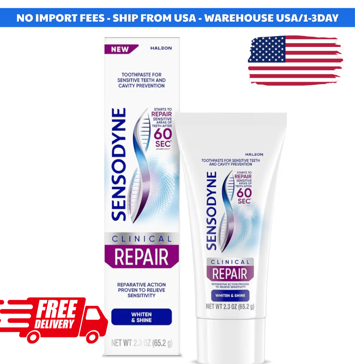Sensodyne Clinical Repair Whiten & Shine Toothpaste for Sensitivity Relief,...