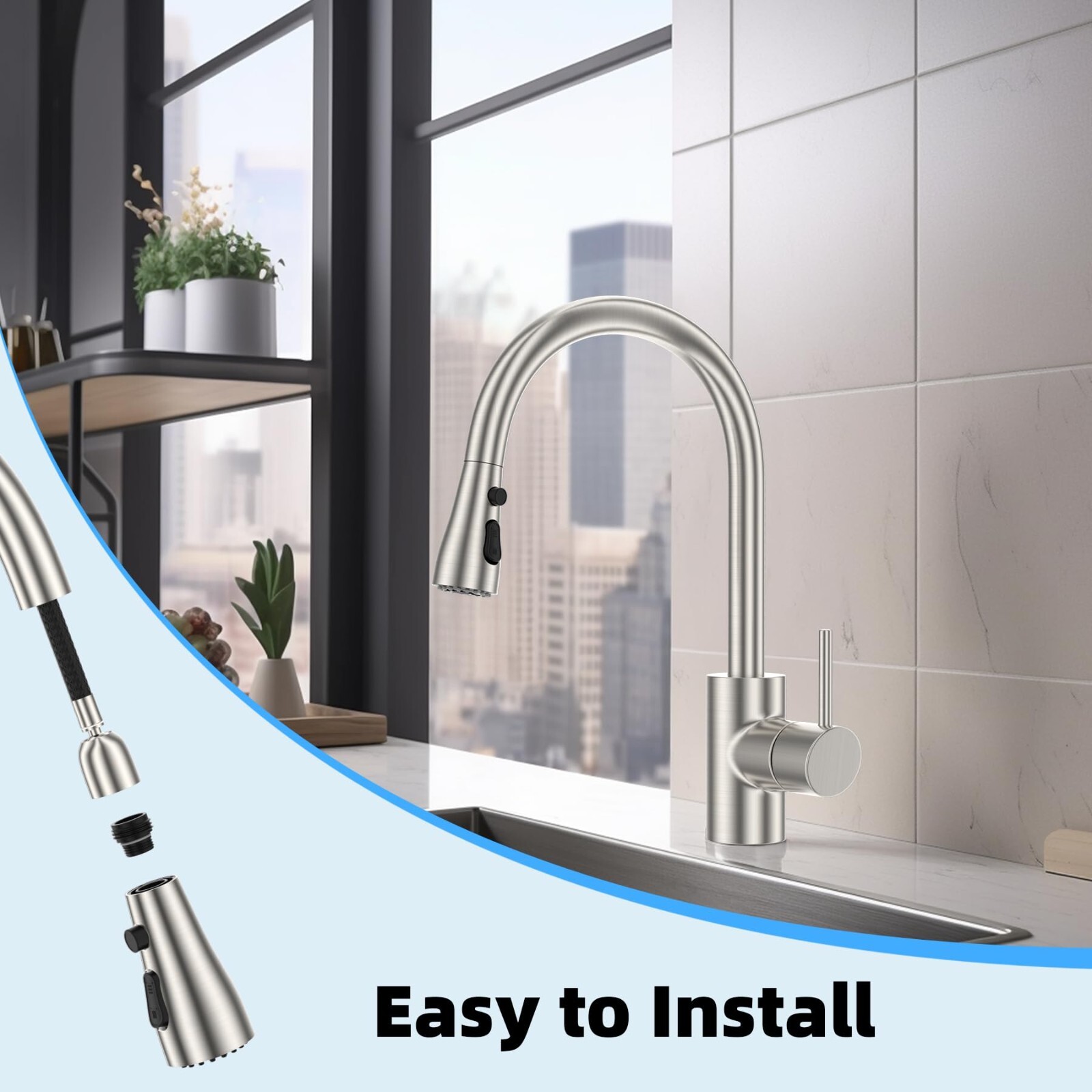 Metal Pull Down Kitchen Sink Faucet Head，Kitchen Faucet Head Replacement