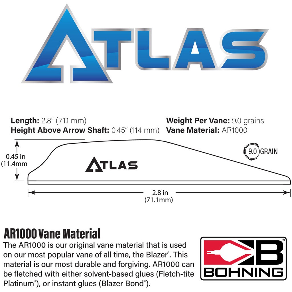 Bohning Atlas Vanes Red 100 pk.
