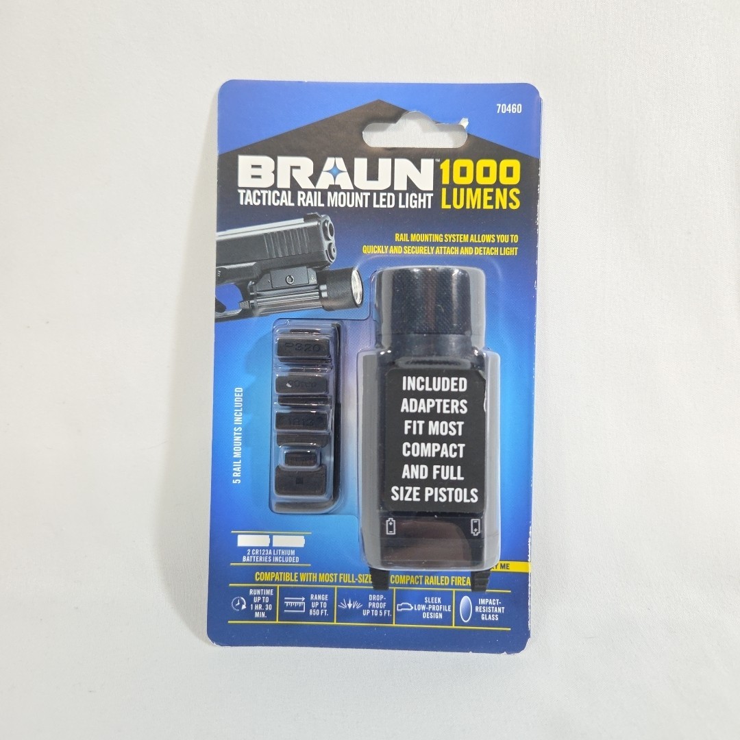 Braun Tactical Gun Rail Mount LED Light 1000 Lumens BRAUN 70460 NEW STYLE