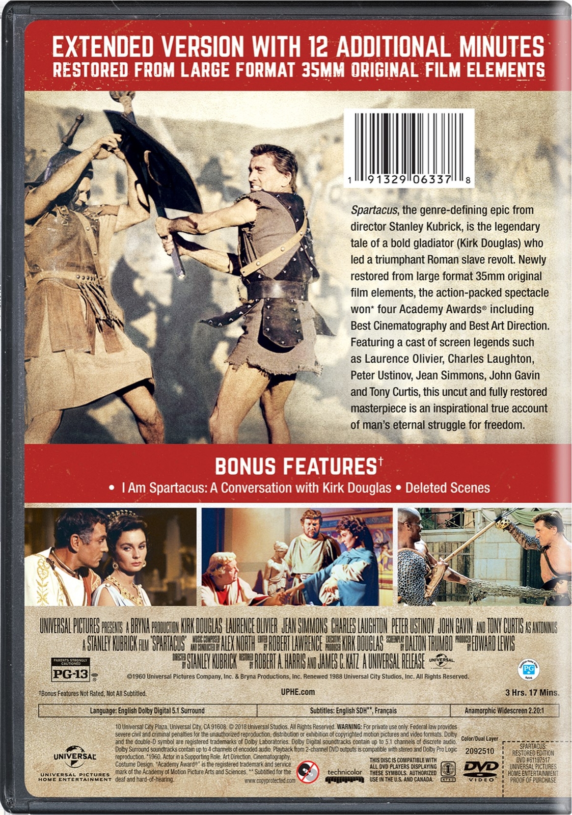 Spartacus DVD Kirk Douglas NEW