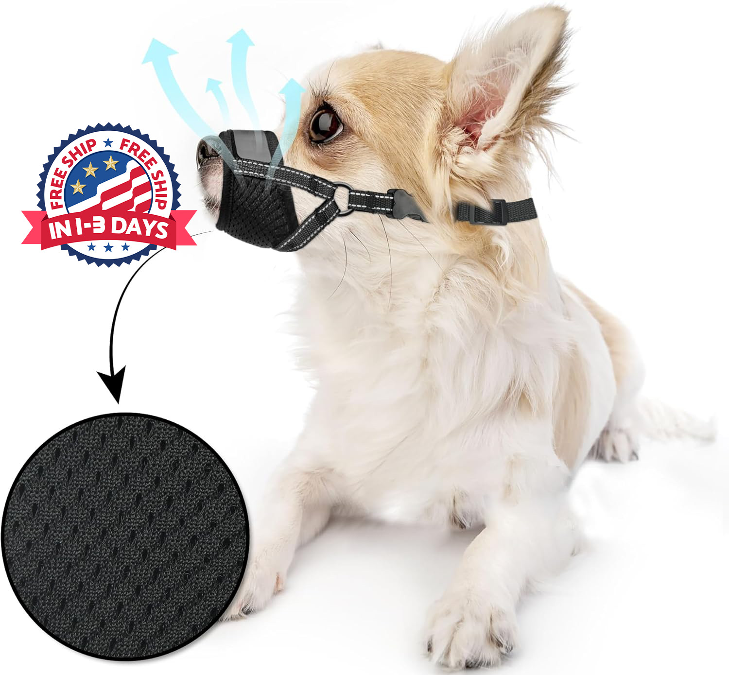 Bozal para perros pequeños Bozal transpirable de nailon suave con malla de aire