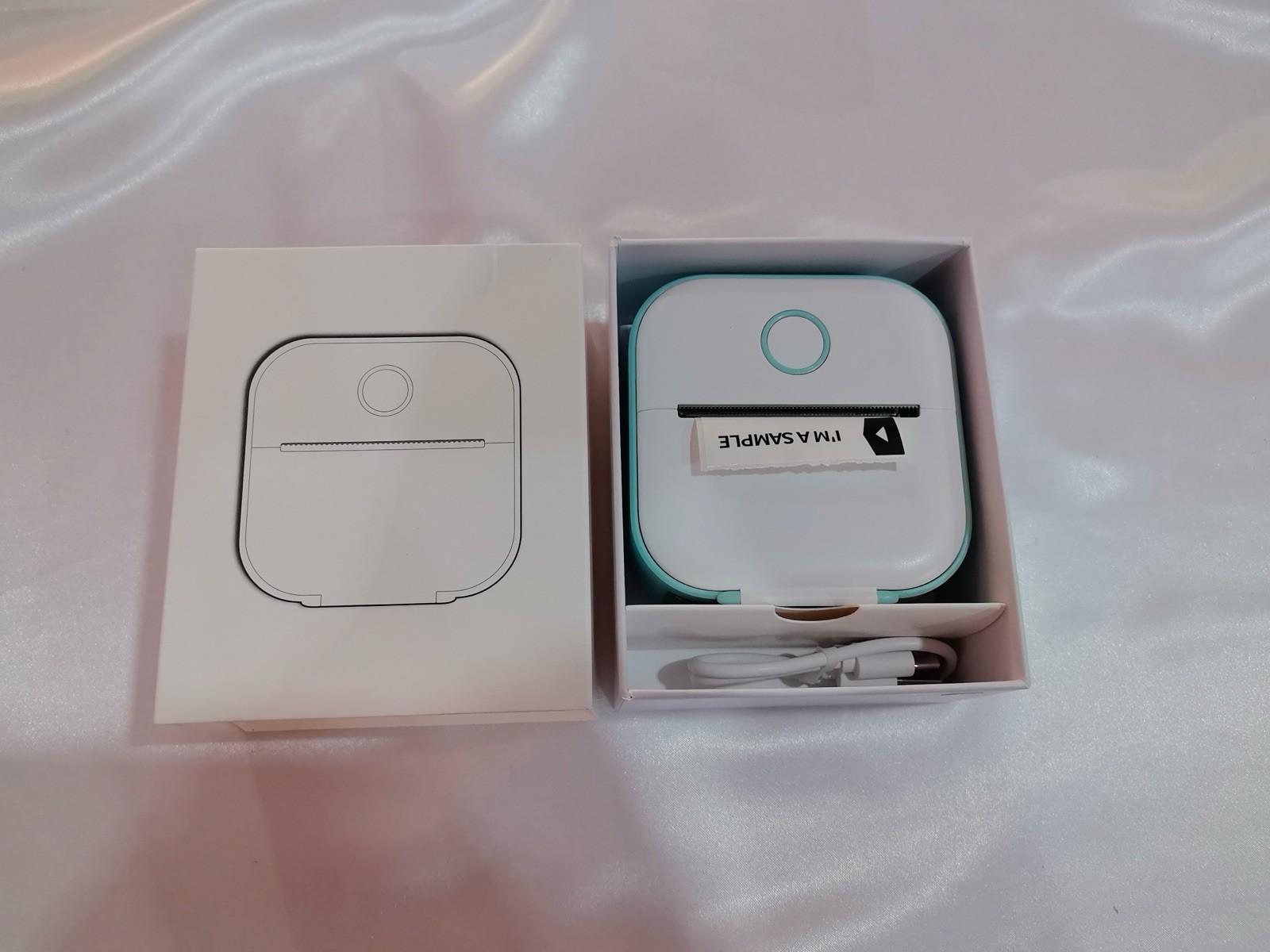 Phomemo T02 Bluetooth Thermal Label Printer Black & White Mint Green/White