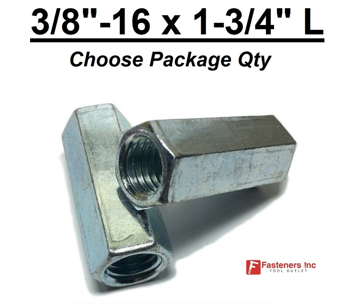 3/8"-16 x W9/16" x L 1-3/4" Coarse Grade A Hex Threaded Rod Coupling Nut Zinc