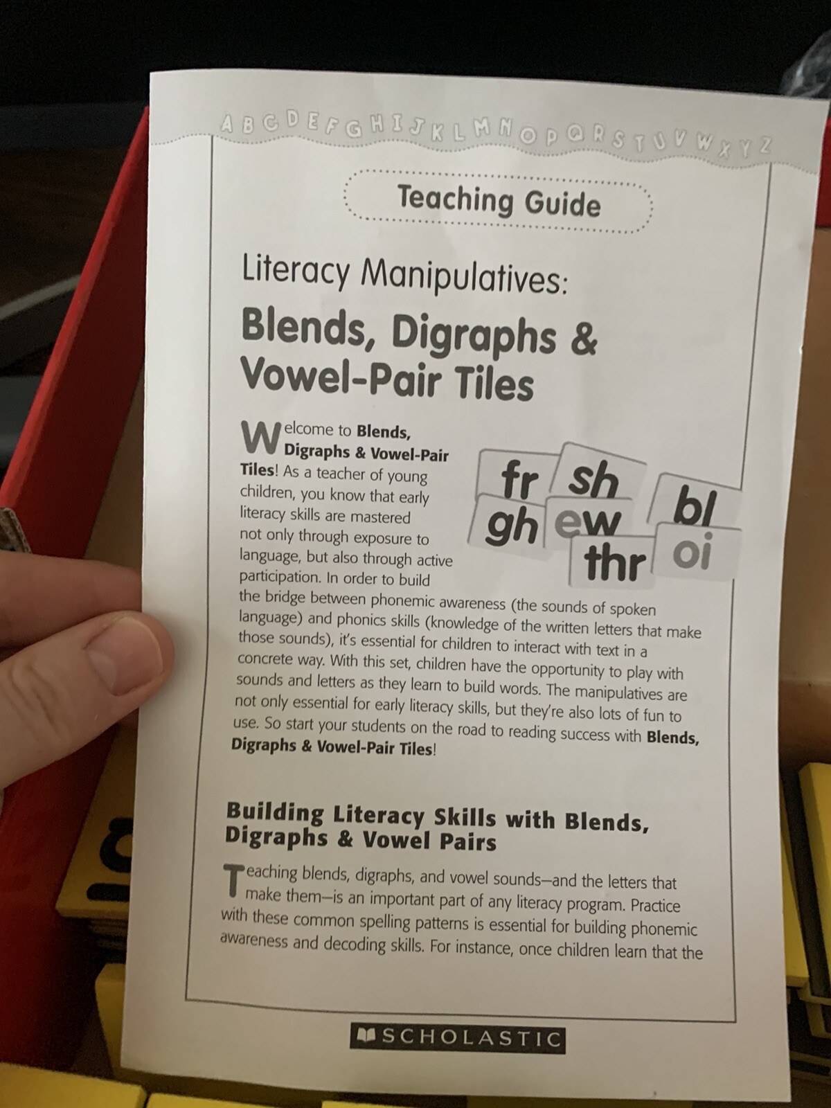 Scholastic Literacy Manipulatives Blends Digraphs Vowel-Pair Tiles
