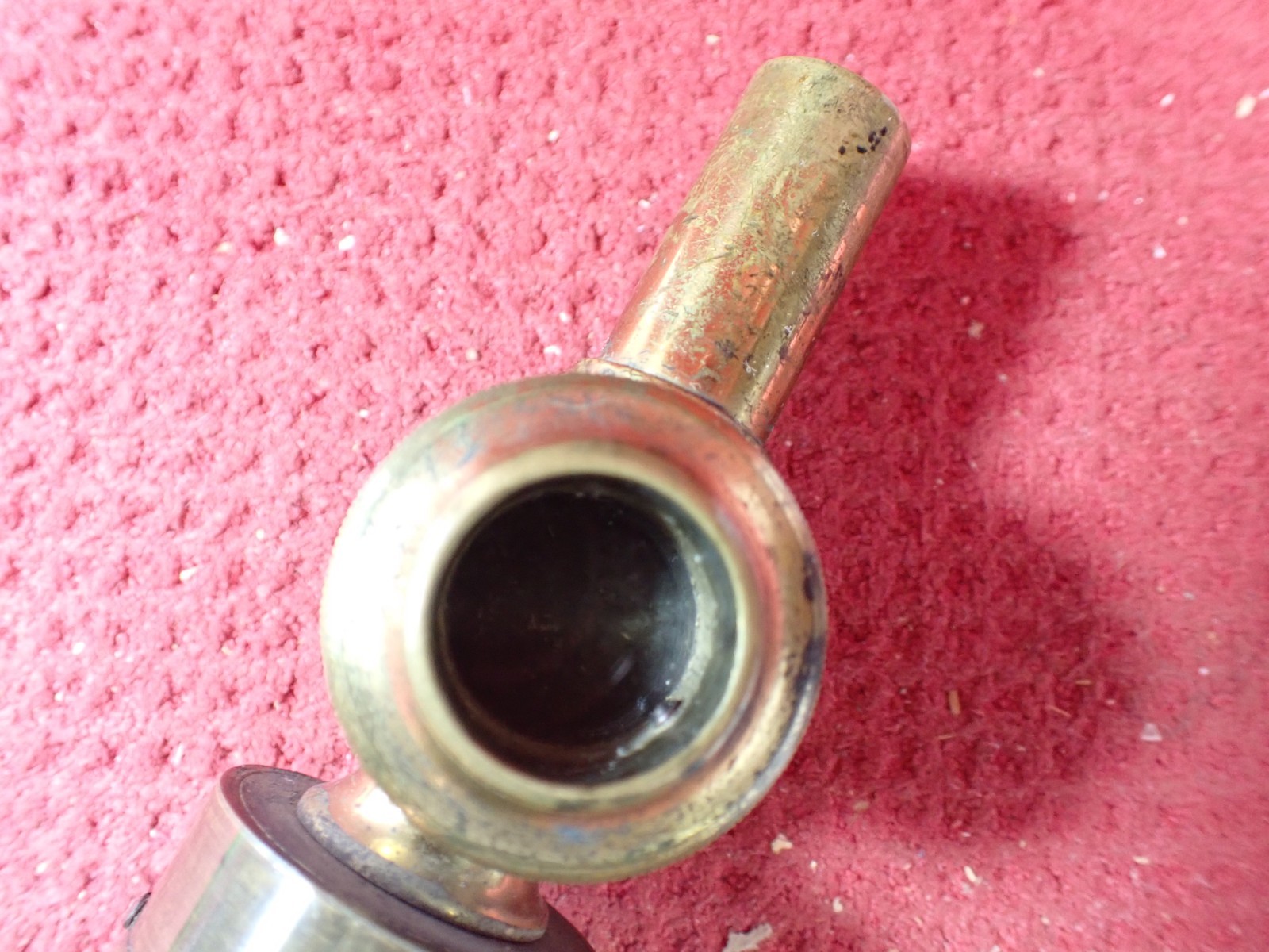 Antique Pressed Horn Adjustable Spout Powder Flask