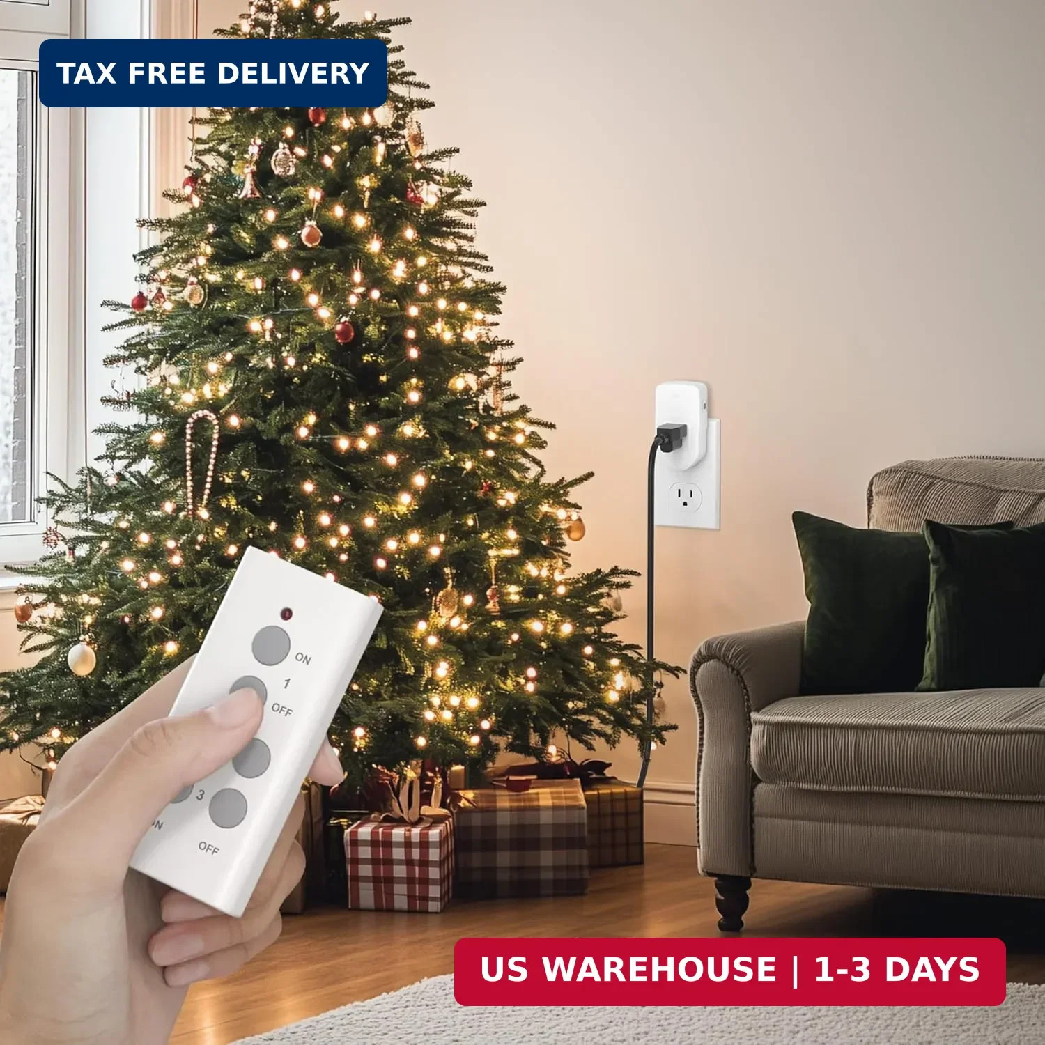 BN-LINK Wireless Remote Control Outlet Electrical Switch for Lights, Fans, Chris