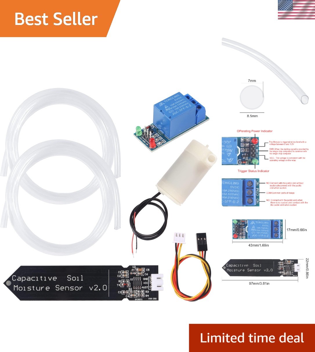Automatic Irrigation DIY Kit with Soil Moisture Sensor & Water Pump for Arduino