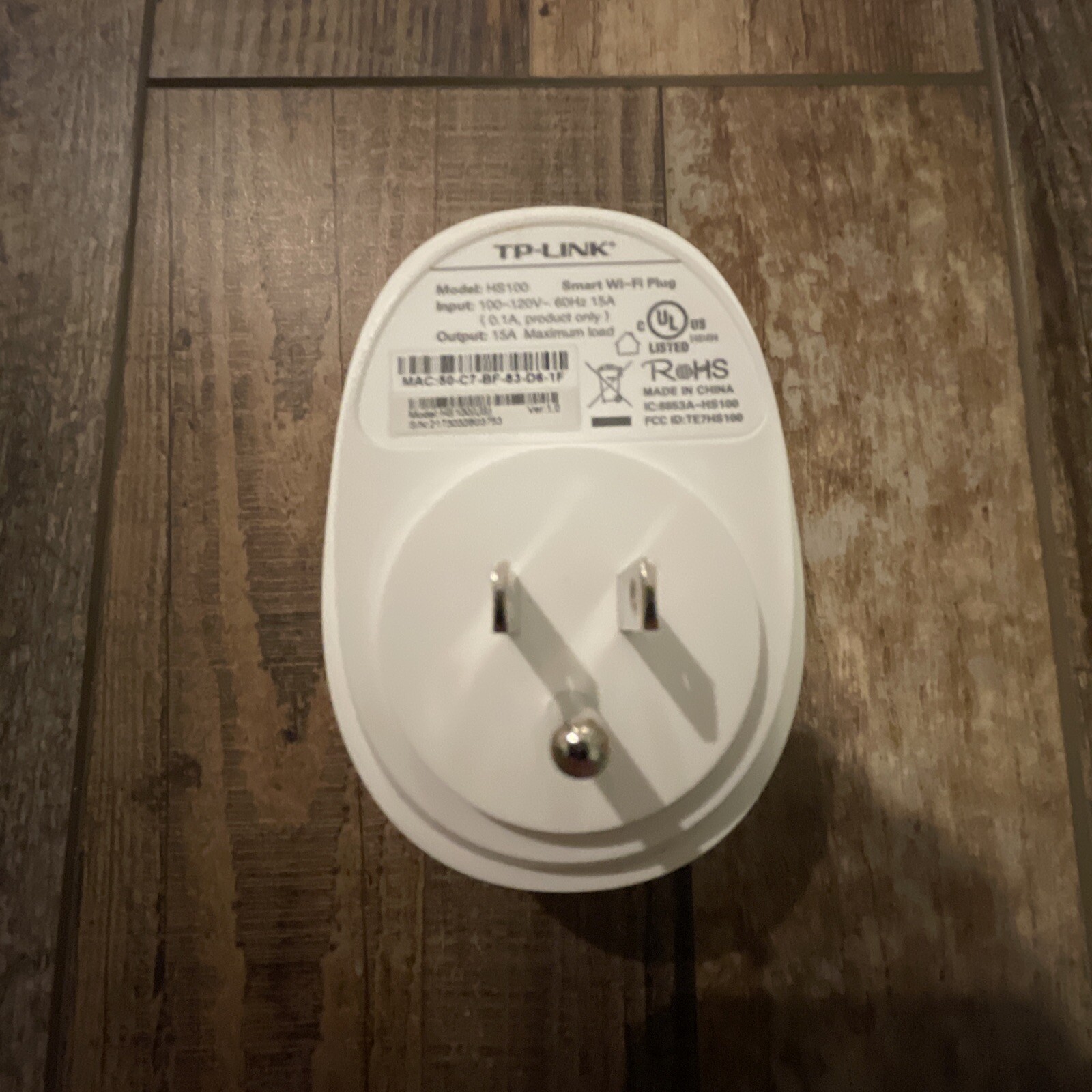 TP-Link Smart Wi-Fi Plug HS100 White/Gray Alexa Google
