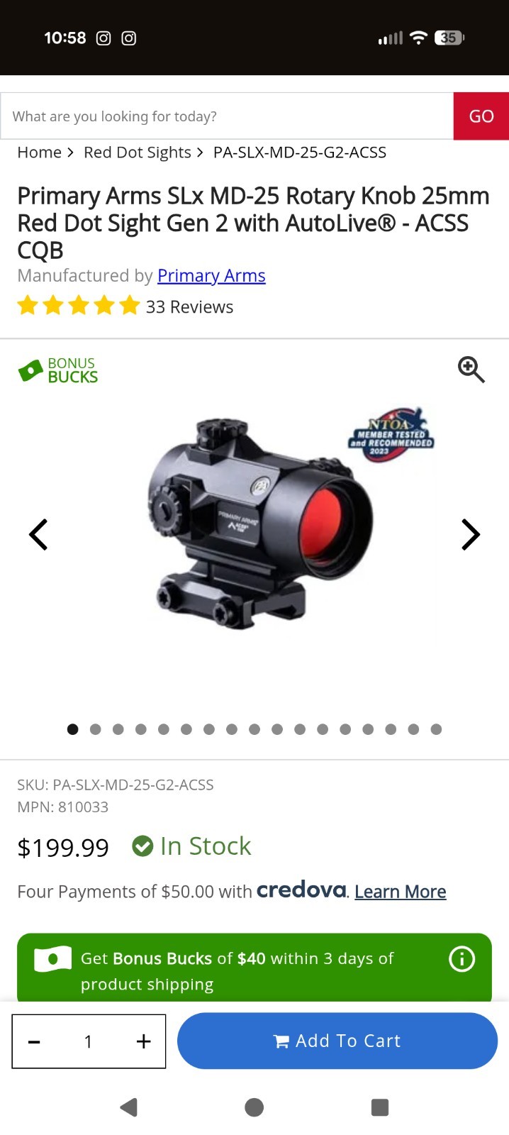 primary arms slx acss red dot, slx micro magnifer, and ftsm mount