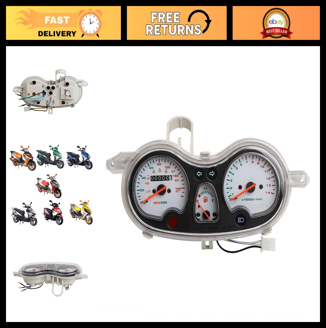 Motorcycle Speedometer Odometer Gas Gauge for GY6 Scooter Moped 125cc 150cc Part
