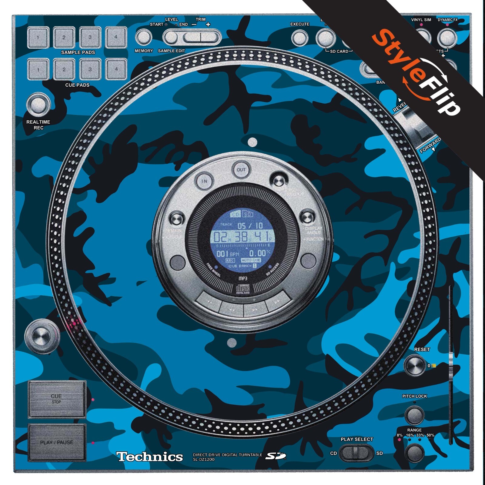 Technics SL - DZ1200 Skins | Blue Camo | Protective Decal | StyleFlip Skins