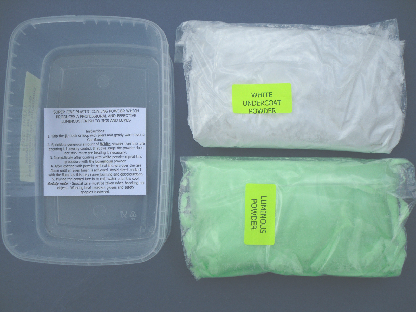 LT TUB LUMINOUS PLASTIC COATING POWDER SEA FISHING LURES LEADS JIG HEADS PIRKS