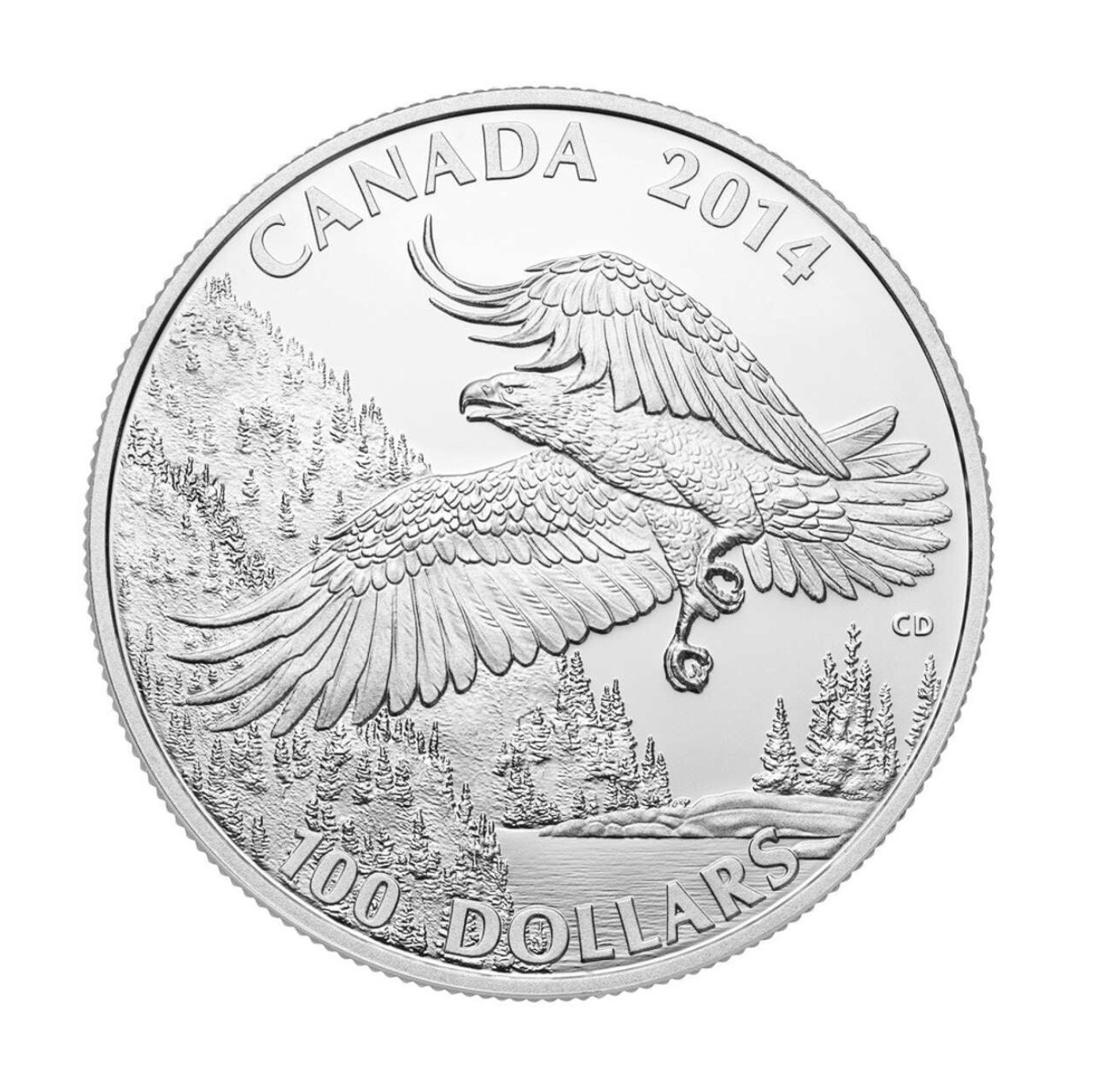 2014 Canada The Majestic Bald Eagle $100  1 oz Silver Coin BOX&COA