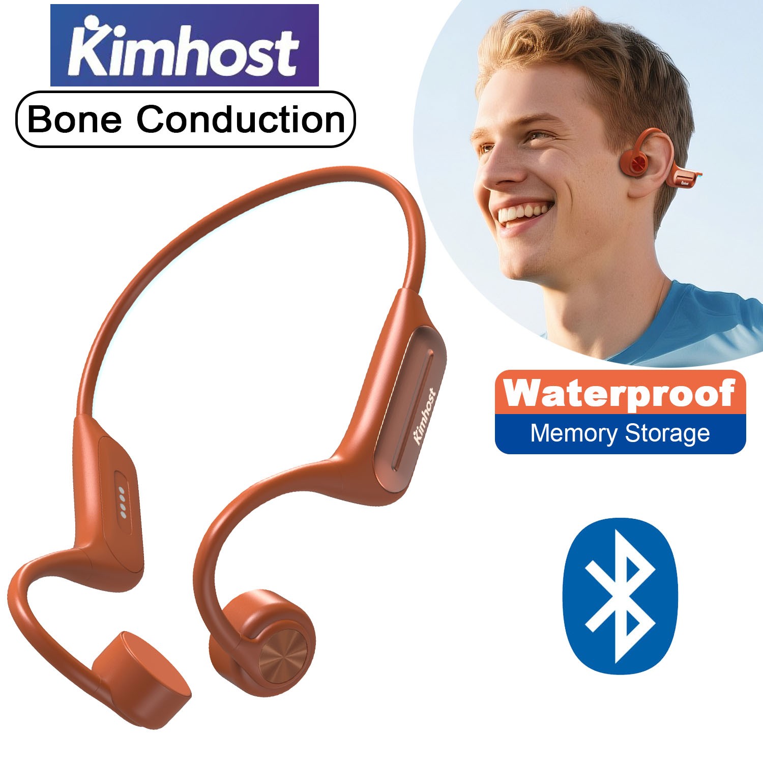 Swimming Bone Conduction Headphone Bluetooth with 32G MP3 IPX8 Sport Earbuds