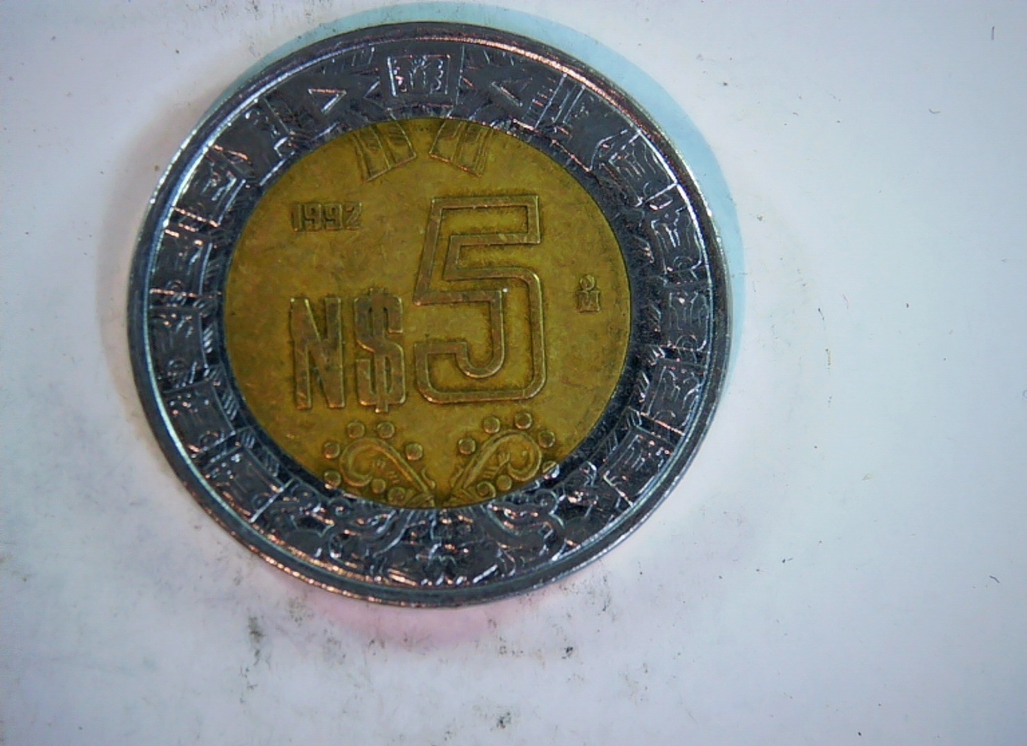 Mexico 1992 5 Nuevos Pesos Mexico Nuevos Pesos (bimetallic, eagle/serpent revers