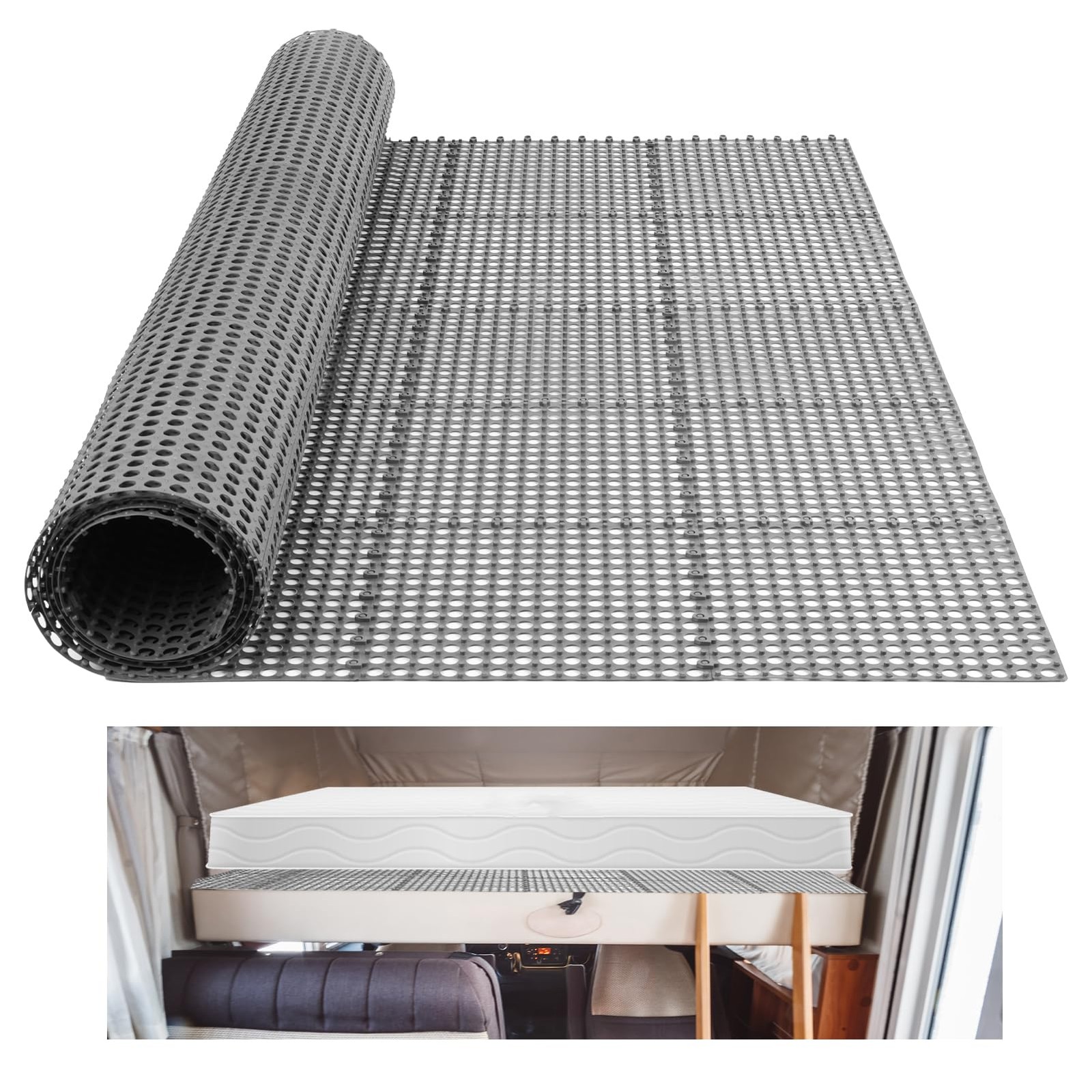 Plactic Mattress Underlay 83" L x 59" RV Under Mattress Modular Interlocking ...