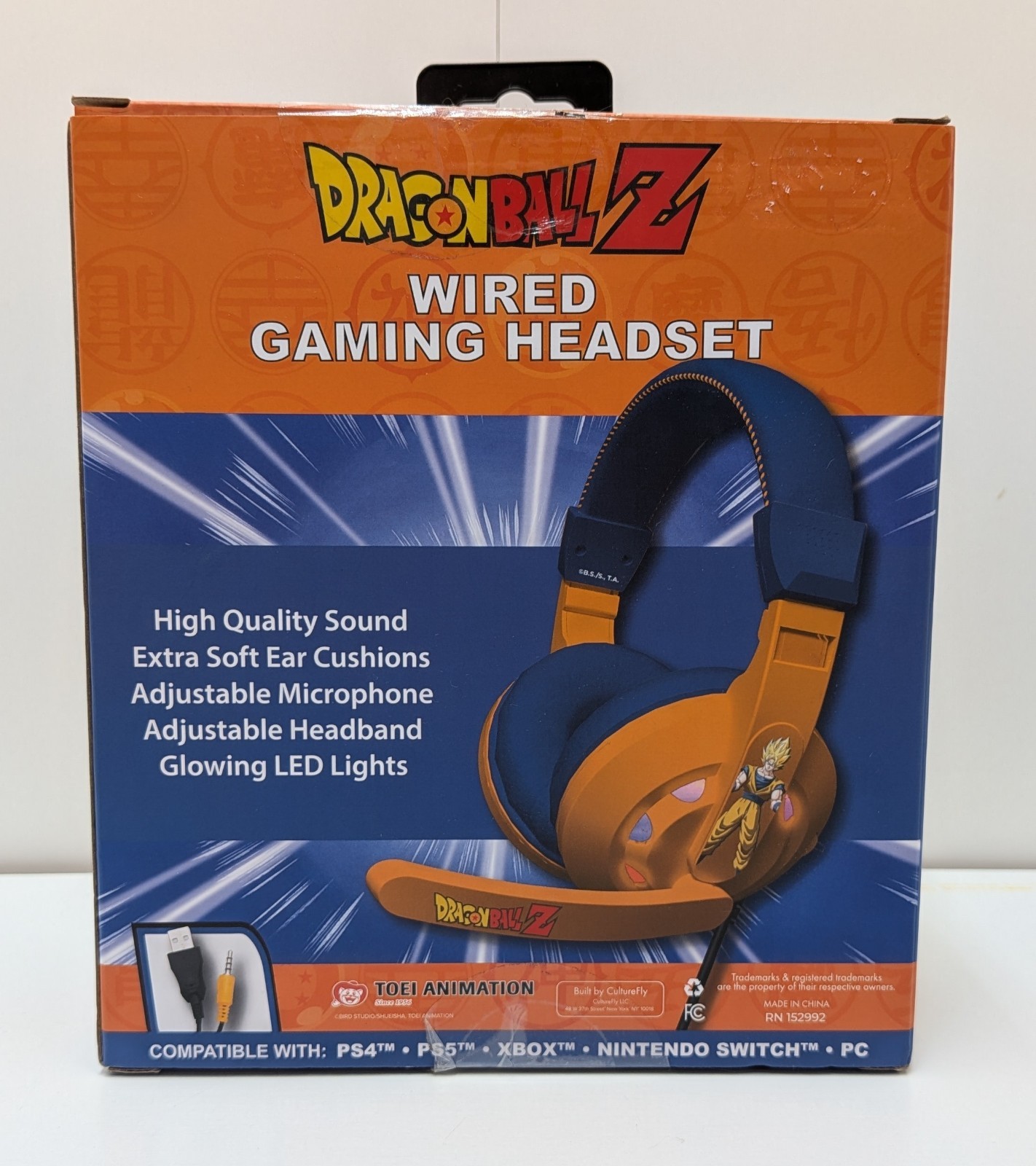 Dragon Ball Z Goku Wired Gaming Headset Headphones Officially Licensed LED NEW