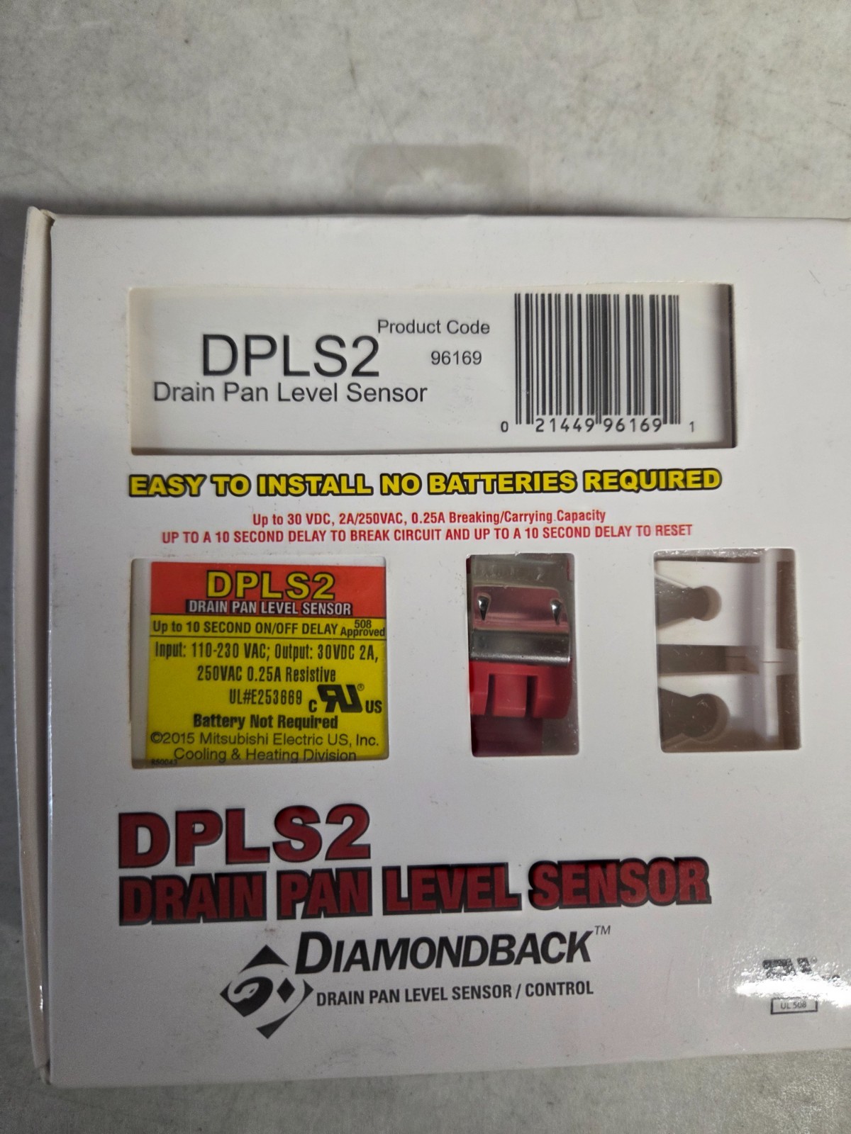 Diamondback DPLS2 Drain Pan Level Sensor HVAC Overflow Switch New Sealed OEM