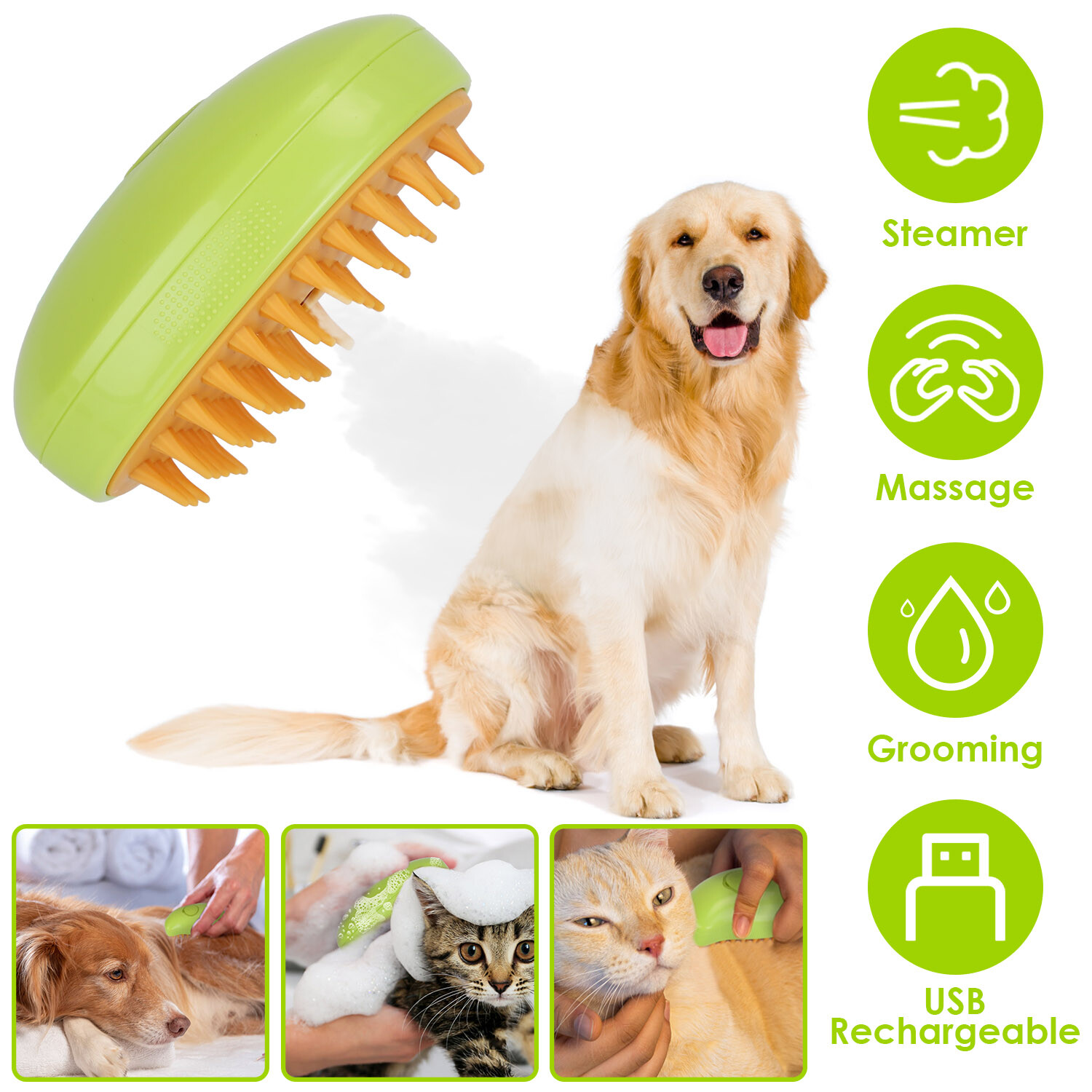 Cat Grooming Steam Brush Hair Brush Pet Massage Comb Cleaning Brush Pet Brush US