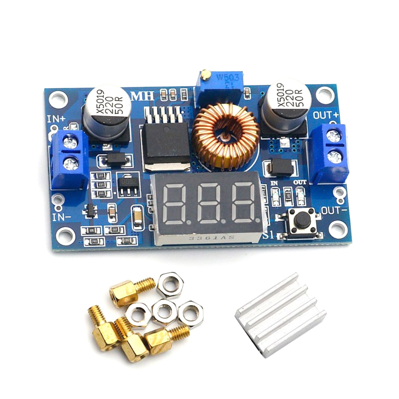 Multi-Functional Voltmeter Heatsink Standoffs DC-DC Step Down 5A Adjustable New